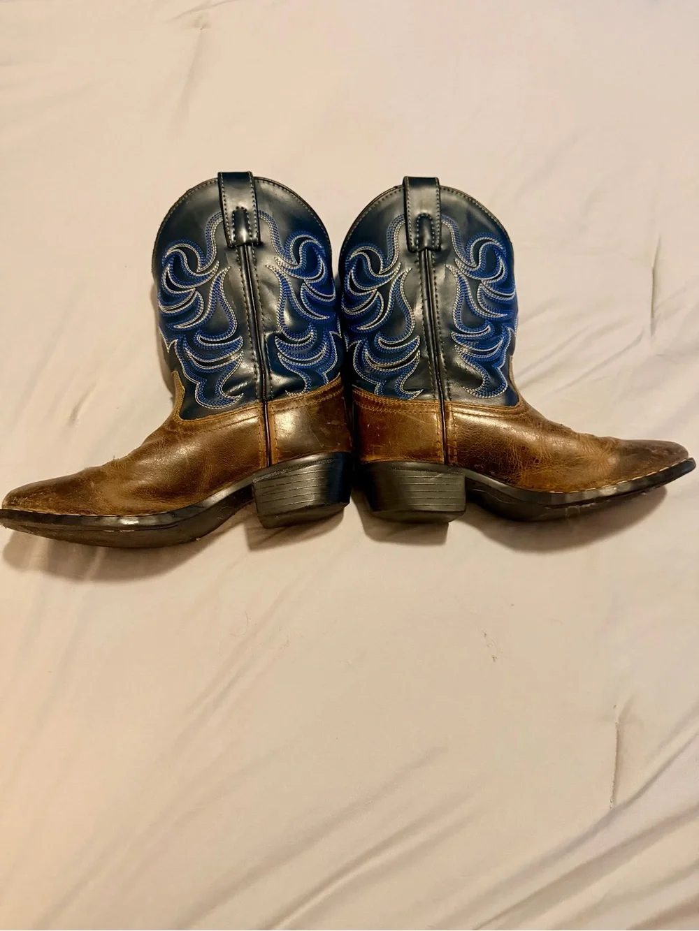 Kids Brown and Navy Western Pull-On Boots